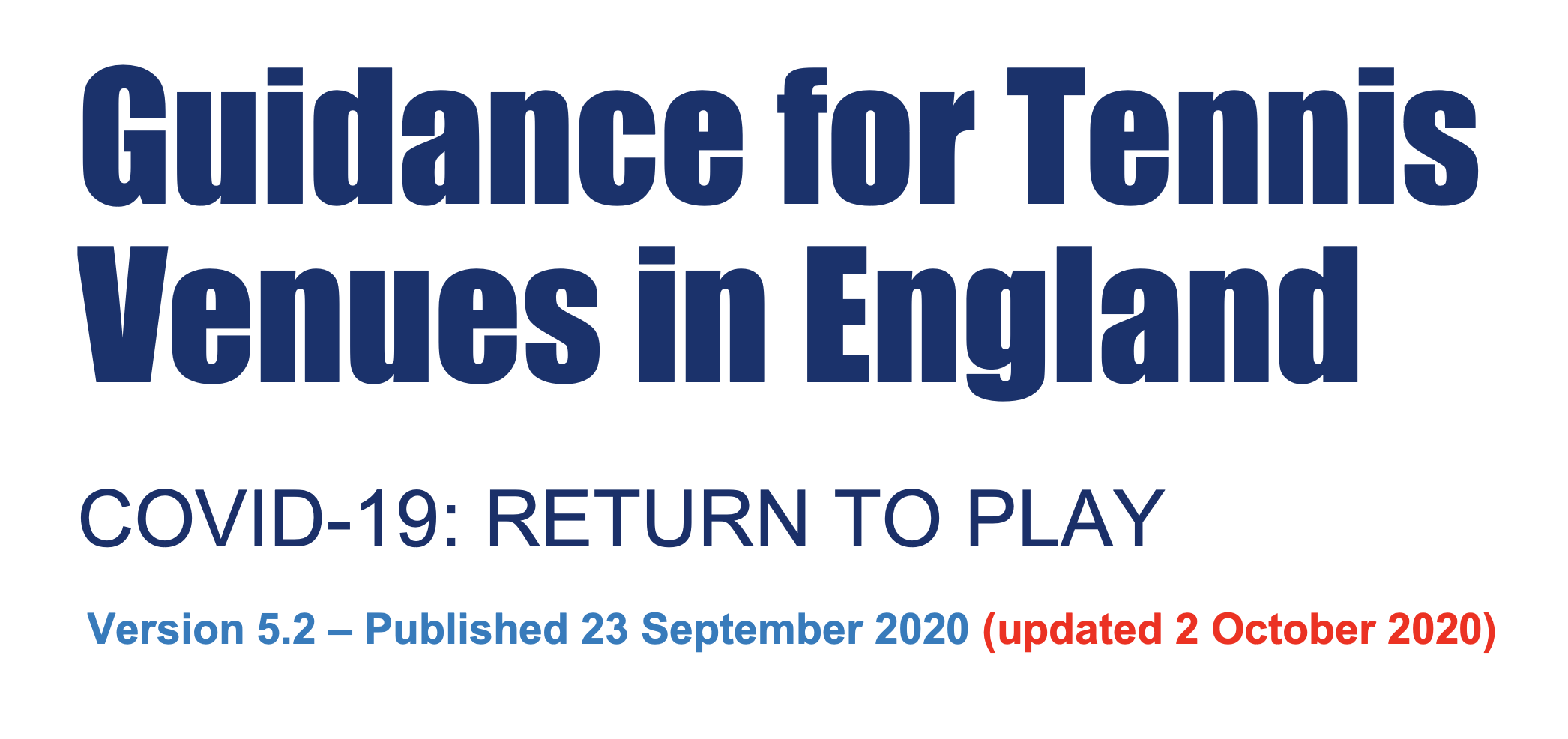Guidance for Tennis Venues in England